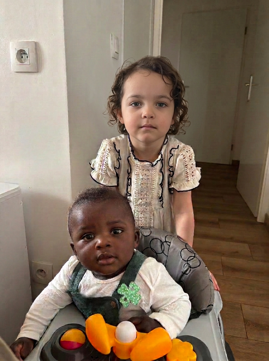 Deux enfants accueillis jouent ensemble dans un intérieur familial à Argenteuil